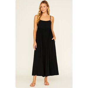 Natural Life Black Linen Blend Maxi Dress Womens Size Small NWT Adjustable Strap